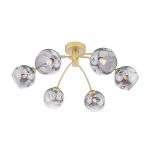 Izzy 6 Light G9 Matt Gold Semi Flush Ceiling Light C/W Smoked Organic Glass Shades