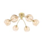 Izzy 6 Light G9 Matt Gold Semi Flush Ceiling Light C/W Champagne Organic Glass Shades