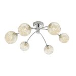 Izzy 6 Light G9 Polished Chrome Semi Flush Ceiling Light C/W Clear Glass Shade & Inner Wire Detail