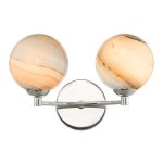 Izzy 2 Light G9 Polished Chrome Wall Light C/W Large Planet Style Glass Shades