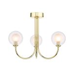 Jared 3 Light G9 Polished Gold Semi Flush Ceiling Fitting C/W Clear & Opal Glass Shades