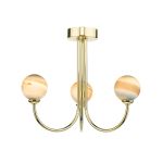 Jared 3 Light G9 Polished Gold Semi Flush Ceiling Fitting C/W Planet Style Glass Shades