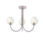 Jared 3 Light G9 Satin Nickel Semi Flush Ceiling Fitting C/W Clear Twisted Style Closed Glass Shades