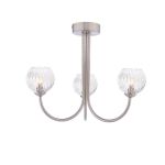 Jared 3 Light G9 Satin Nickel Semi Flush Ceiling Fitting C/W Clear Glass Shades & Inner Wire Detail