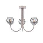 Jared 3 Light G9 Satin Nickel Semi Flush Ceiling Fitting C/W Smoked Organic Glass Shades