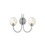 Jared 2 Light G9 Satin Nickel Wall Light With Pull Cord C/W Clear Twisted Style Closed Glass Shades