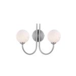 Jared 2 Light G9 Satin Nickel Wall Light With Pull Cord C/W White Confetti Glass Shades