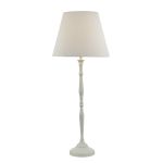 Joanna 1 Light E14 White Tall Buffet Table Lamp With Inline Switch C/W White Linen Shade