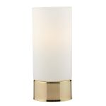 Jot 1 Light E14 Gold 3 Stage Touch Table Lamp With Cylindrical Opal Glass Shade