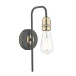 Kiefer 1 Light E27 Black & Antique Brass Single Wall Light