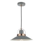 Liden 1 Light E27 Graphite Adjustable Pendant With Copper Detailing Giving You A Softer Industrial Look