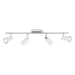 Loft 4 Light GU10 Matt White Adjustable Spotlight Bar Low Energy With Polished Chrome Accents