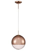 Miranda 30cm Ball Pendant 1 Light E27 Copper Suspension With Copper Mirrored/Clear Glass Globe