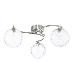 Nakita 3 Light G9 Polished Chrome Flush Ceiling Fitting C/W Clear Dimpled Glass Shades