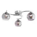 Nakita 3 Light G9 Polished Chrome Flush Ceiling Fitting C/W Smoked Dimpled Glass Shades