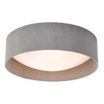 Nysa 2 Light E27 Grey Faux Silk Flush Ceiling Light C/W 40cm Shade