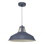 Owain 1 Light E27 Blue Adjustable Pendant With Ccrain Inner