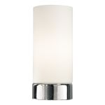 Owen 1 Light E14 Polished Chrome 3 Stage Touch Table Lamp With White Opal Glass Shade