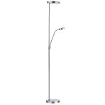 Pioneer 2 Light LED Integrated Satin Chrome Mother & Child Floor Lamp With Dimmer Switch & Rocker Switch