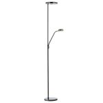 Pioneer 2 Light LED Integrated Black Chrome Mother & Child Floor Lamp With Dimmer Switch & Rocker Switch