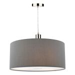 Ronda E27 Non Electric Slate Grey Faux Silk 40cm Drum Shade With Soft White Acrylic Diffuser (Shade Only)