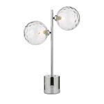 Spiral 2 Light G9 Polished Chrome Table Lamp C/W Inline Switch C/W Clear Dimpled Glass Shades