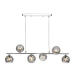 Spiral 6 Light G9 Polished Chrome Adjustable Linear Bar Pendant C/W Smoked Organic Glass Shades