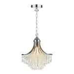 Suri 1 Light E27 Polished Chrome Adjustable Pendant With Faceted Glass Beads And Drops