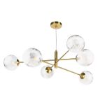 Vignette 6 Light G9 Aged Brass Adjustable Pendant Ceiling C/W Clear Dimpled Glass Shades