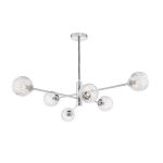Vignette 6 Light G9 Polished Chrome Adjustable Pendant Ceiling C/W Clear/Wire Glass Shades