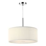 Znew_yorkza 3 Light E27 Polished Chrome Adjustable 60cm Round Pendant With Ccrain Micro Pleat Shade & Frosted Acrylic Diffuser