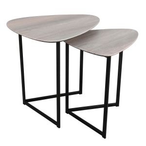 Mibello Nest Of 2 Side Tables Silvered Oak