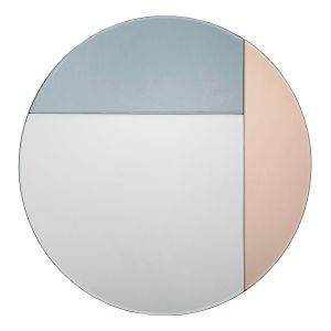 Thalisbon Round Blue And Rose Gold Mirror 50CM