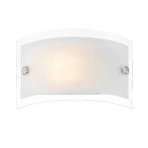 Phelps 1 Light E14 Curved Glass Wall Light With Rocker Switch & Polished Chrome Detail