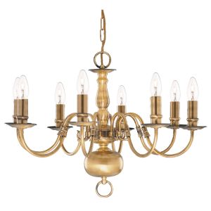 Flemish - 8 Light Ceiling, Antique Brass