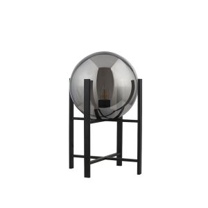 Searchlight 1029-1SM Amsterdam Single Table Lamp 4 Leg Base With Round Smokey Glass Shade Finish