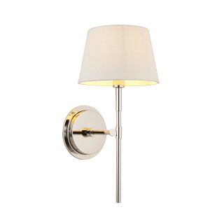 Rennes 1 Light E14 Polished Nickel Wall Light With Cici 8 Inch Ivory Tapered Shade