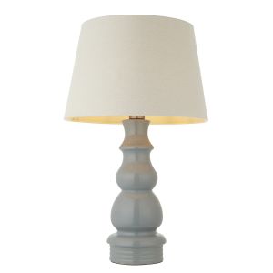 Provence 1 Light E27 Pale Grey Ceramic Table Lamp With Inline Switch C/W Cici 16" Ivory Tapered Drum Shade