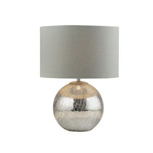 Dazzle Table Lamp, Cracked Mirror Effect Base, Grey Shade
