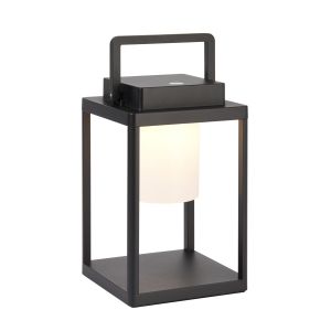 Eldon 1 Light 3.15W Integrated LED 230lm Warm White Matt Black IP44 Rechargeable USB Table/Hanging Lamp With 3 Stage Touch Dimemr