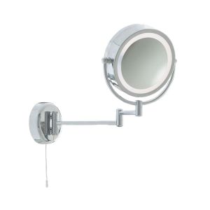 Bathroom Mirror - IP44 Illuminated Mirror - Chrome Extendable Swing Arm Light 190mm