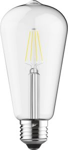 Value Classic LED Rustica Tradition Tip ST64 E27 4W 2700K Warm White, 470lm, Clear Glass, 3yrs Warranty
