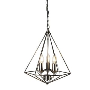 Cube 3 Light Pyramid Pendant, Antique Silver