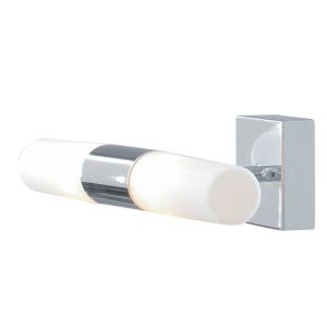 Lima Bathroom - IP44 (G9 LED) 2 Light Chrome Wall Bracket, White Glass