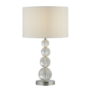Louis 1 Light Table Lamp, Chrome And Acrylic With White Shade