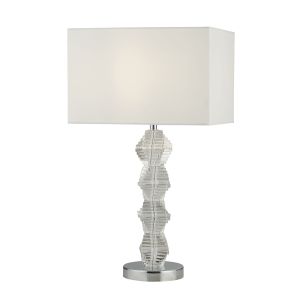 Malinda 1 Light Table Lamp, Chrome And Glass With White Shade