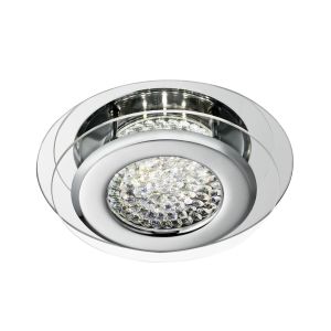 Vesta LED Ceiling Flush, Chrome, Clear Crystal Centre Deco