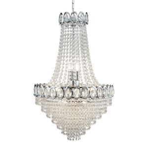 Louis Philipe Crystal 11 Light Chrome Chandelier With Clear Glass Beads