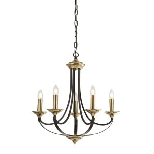 Belfry 5 Light Pendant, Dark Bronze & Brown