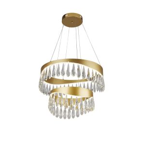 jewel 1 Light LED Integrated Adjustable Pendant Gold With Crystal